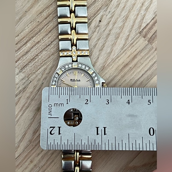 Dufonte Ladies Watch Crystal Embellishments Light Gold Dial Two Tone Bracelet - Picture 10 of 11